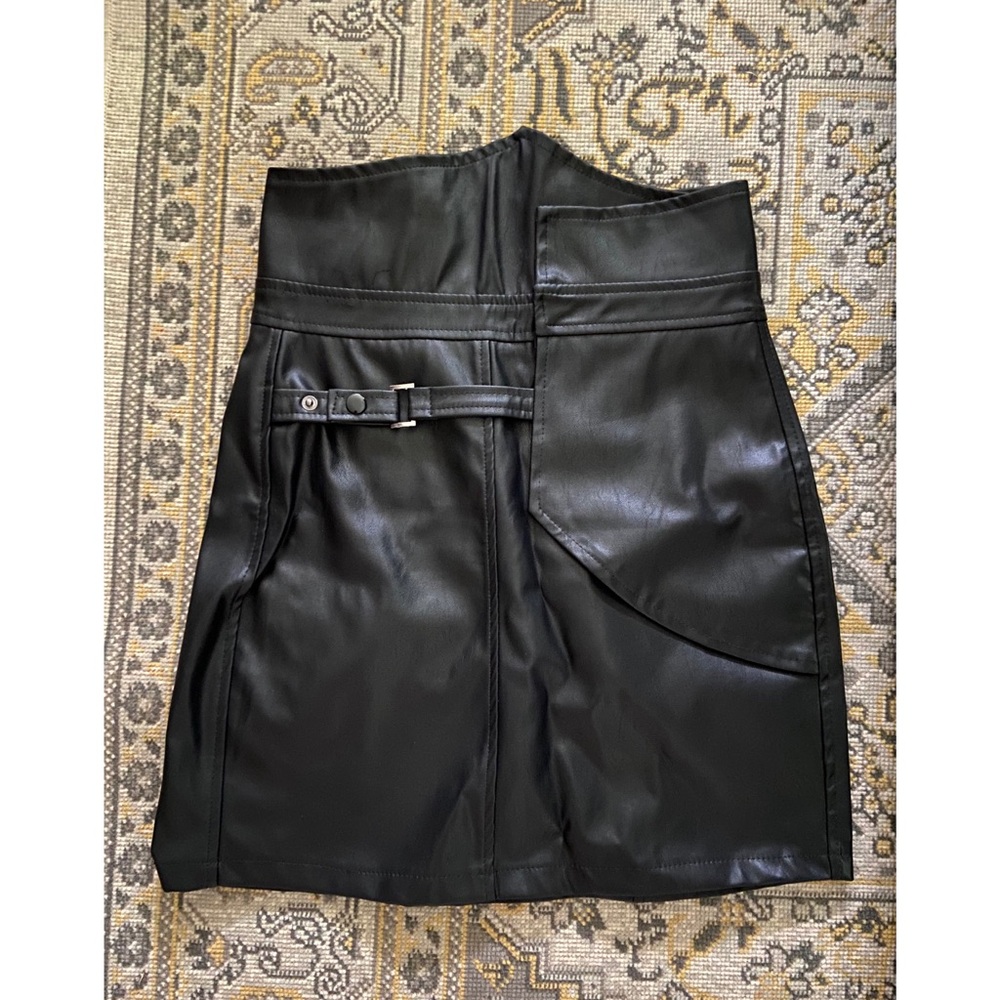 Faux Leather Skirt with Buckle